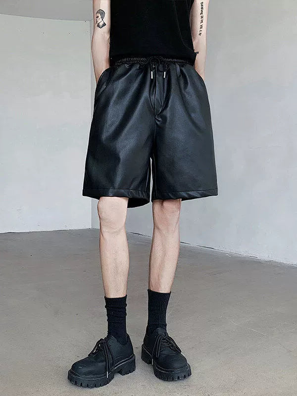 PU Leather Wide Leg Short Pants WN19315