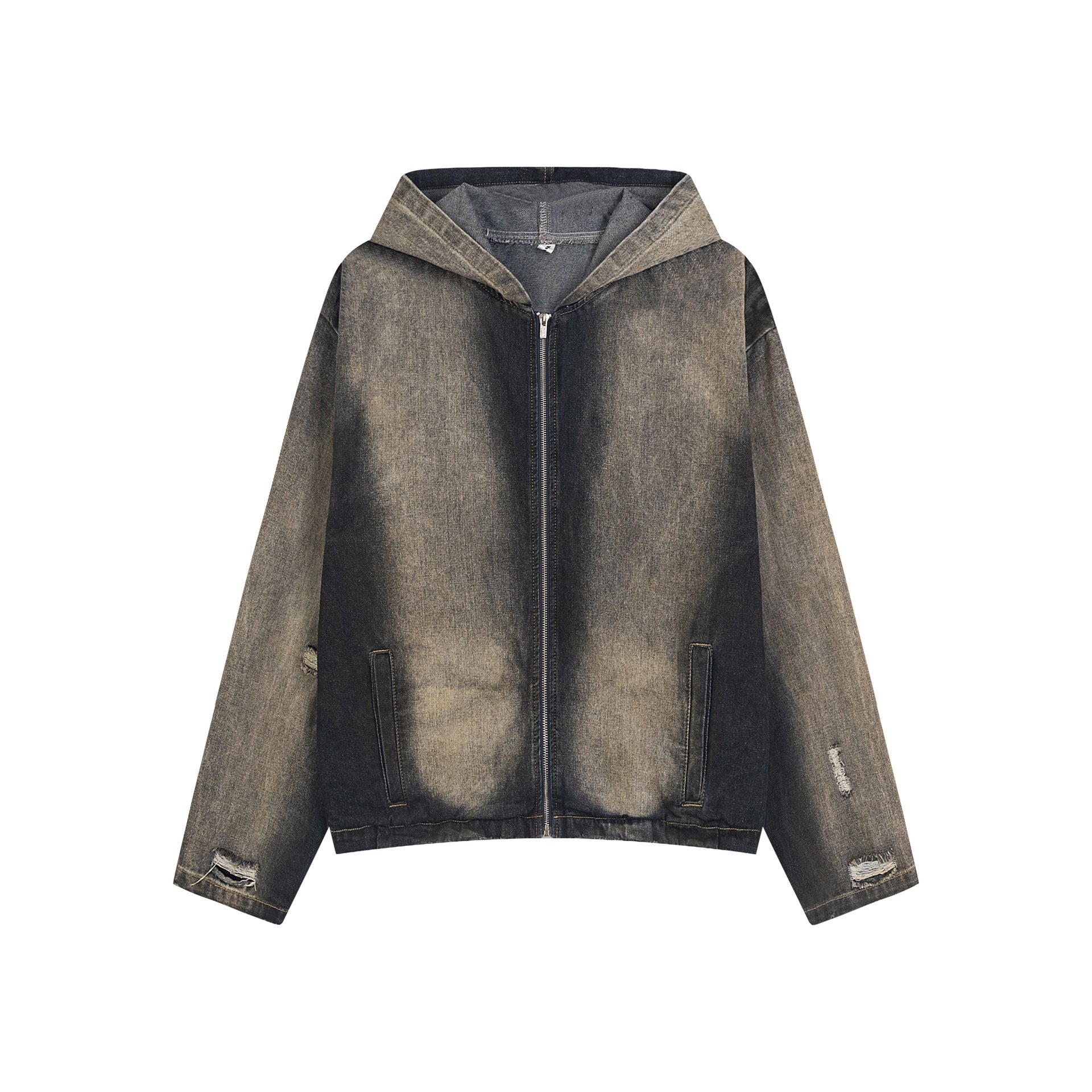 Mud Dye Washed Zip-up Hooded Jacket WN15024