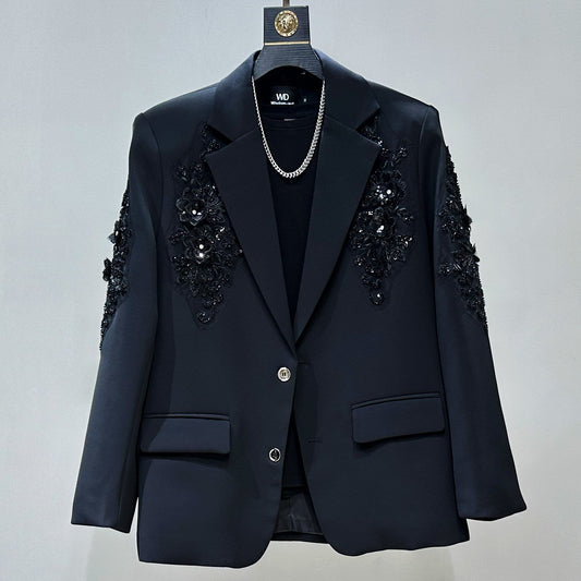 Sequin Embroidery Tailored Jacket & Flare Trousers Setup WN23863