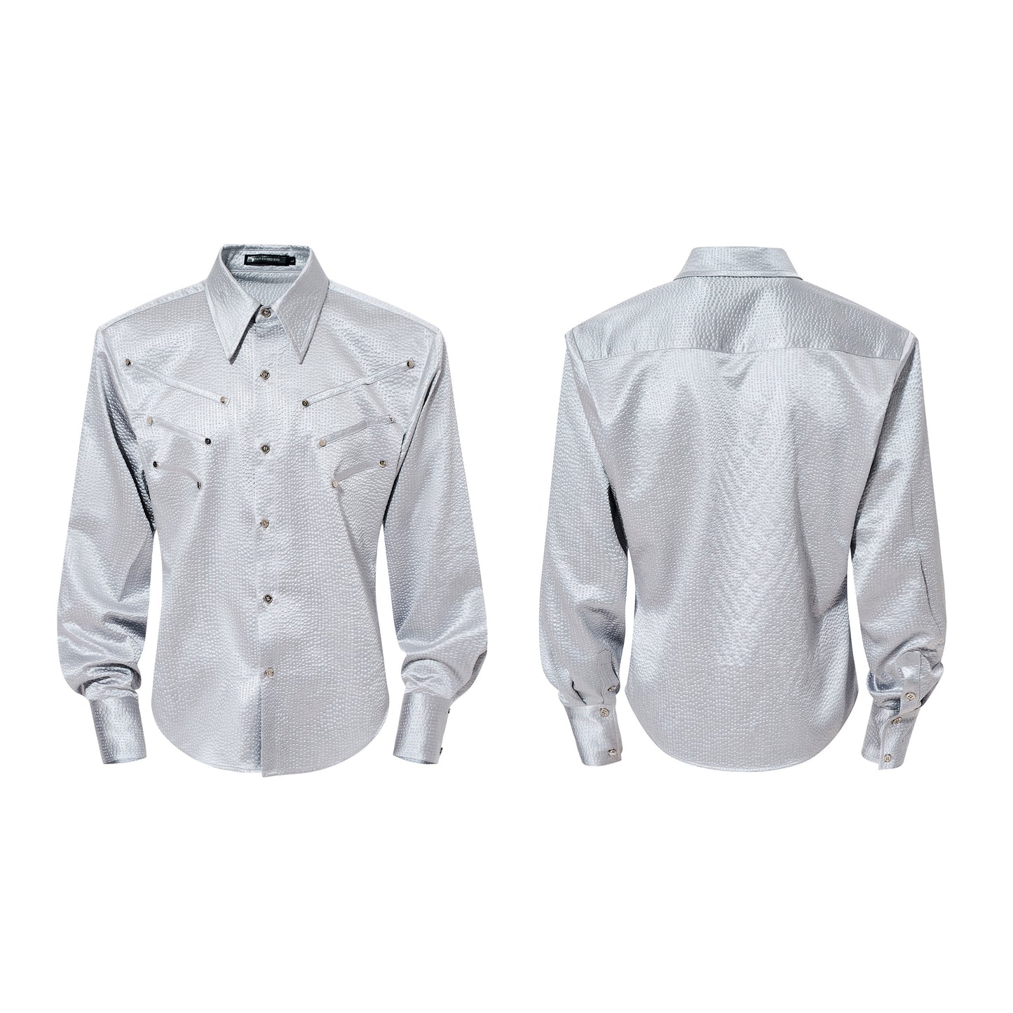 Texture Fishbone Shoulder-Pad Wrinkle-Resistant Long Sleeve Shirt WN23275