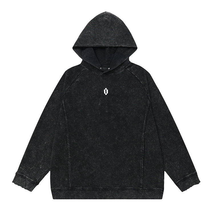 Washed Embroidery Oversize Pullover Hoodie WN12488