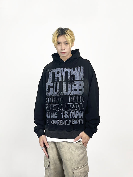 Letter Tie-Dye Heavyweight Short Pullover Hoodie WN24257
