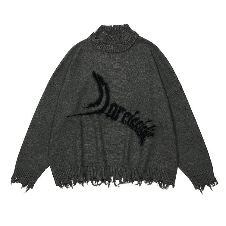 Fringe Hem Oversize Knit Sweater WN12470