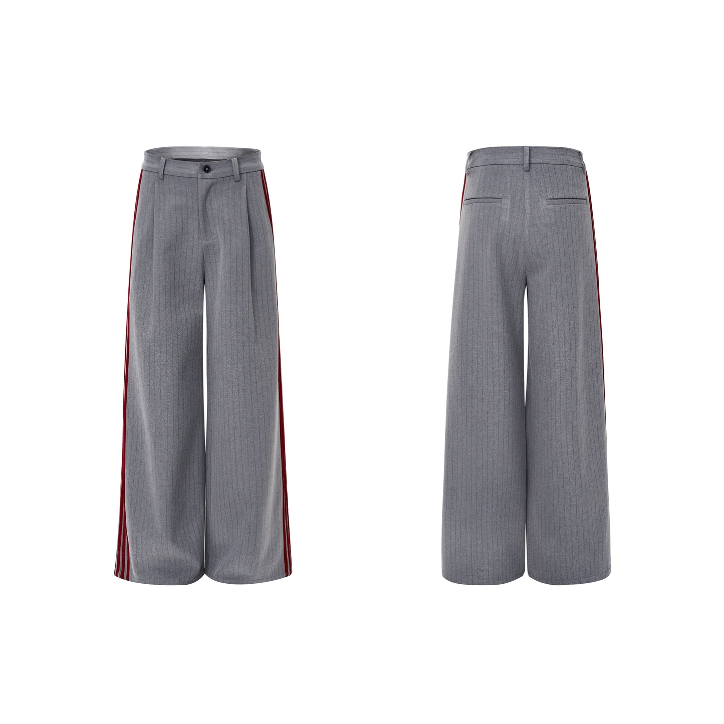 Striped Shoulder-pad Double-Breasted Tailored Jacket & Striped Wide Leg Trousers Setup WN21802