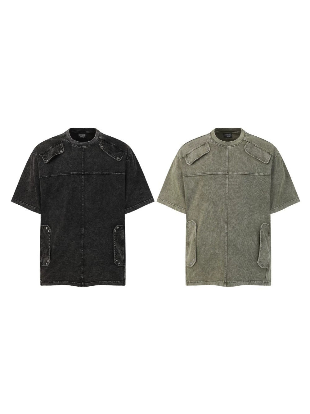 Heavyweight Washed Metal Stud Deconstructed Short Sleeve T-Shirt WN27896