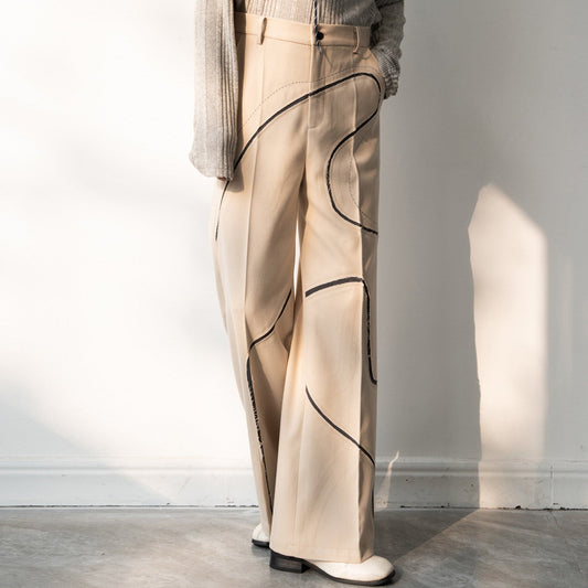 Curved Stitch Wide-Leg Trousers WN23639