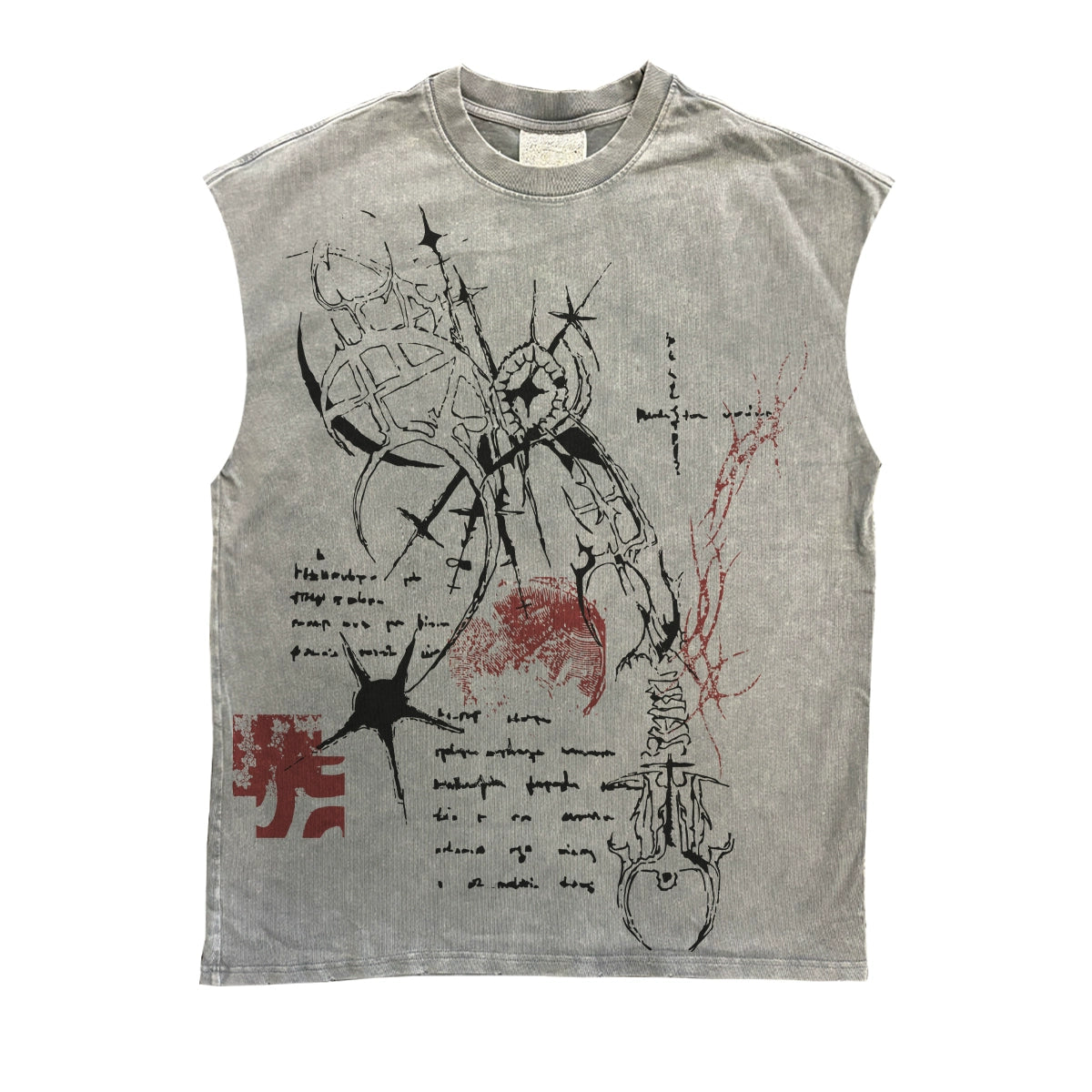 Graphic Design Oversize Washed Tank Top WN16852