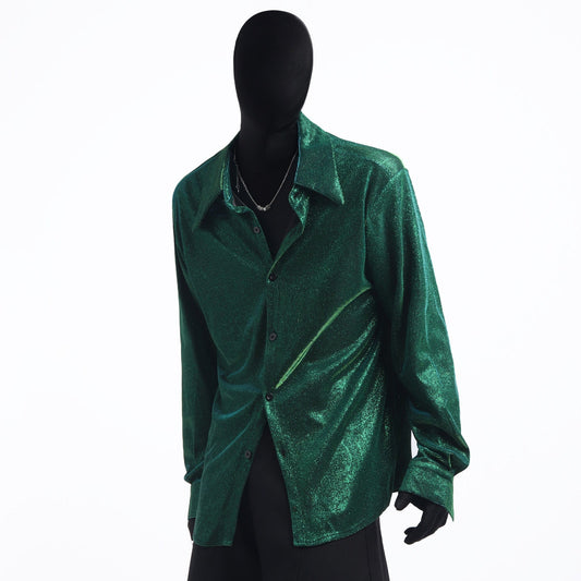 Glitter Texture Long Sleeve Shirt WN23660