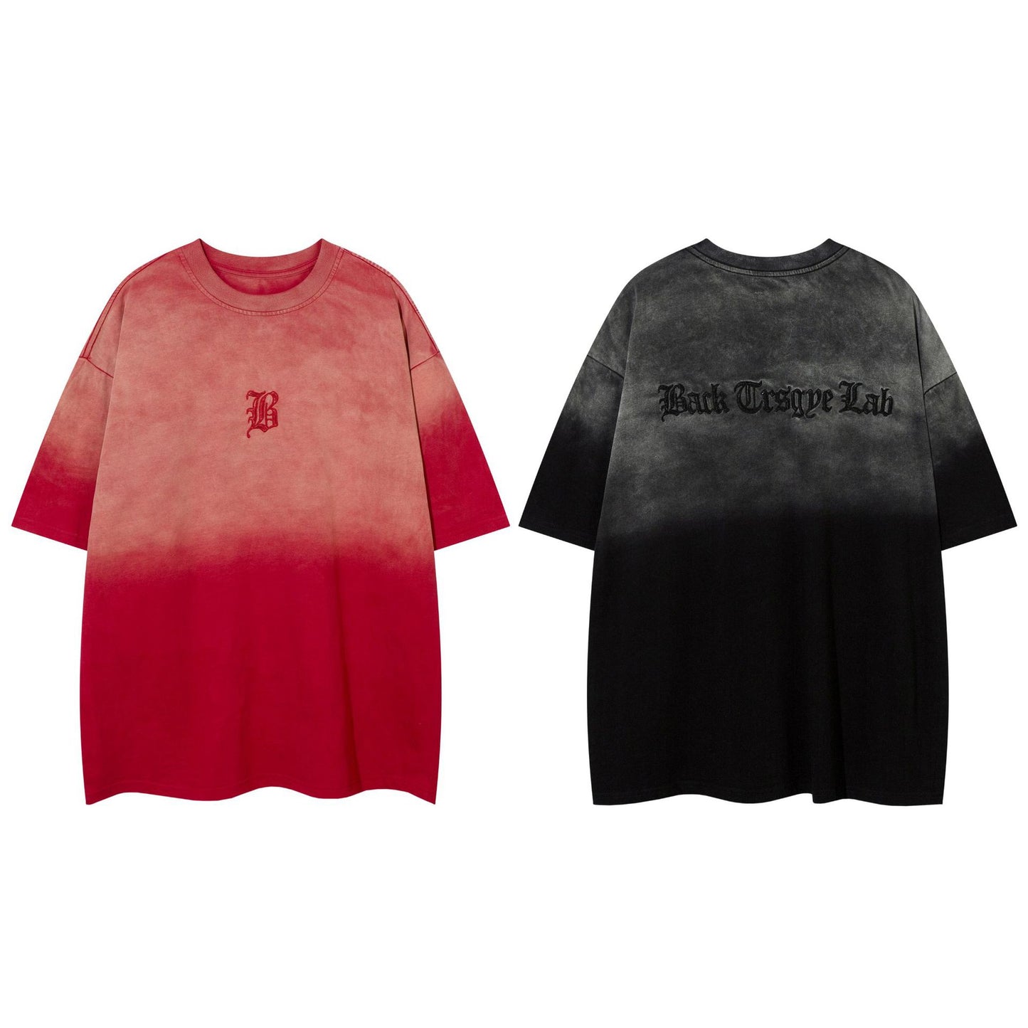 Gradient Letter Embroidery Oversize Short Sleeve T-Shirt WN15070