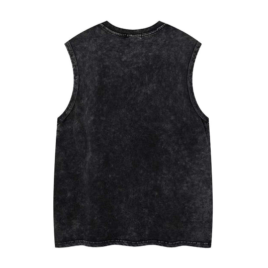 Washed Damage Eye Graphic Sleeveless T-Shirt WN26814