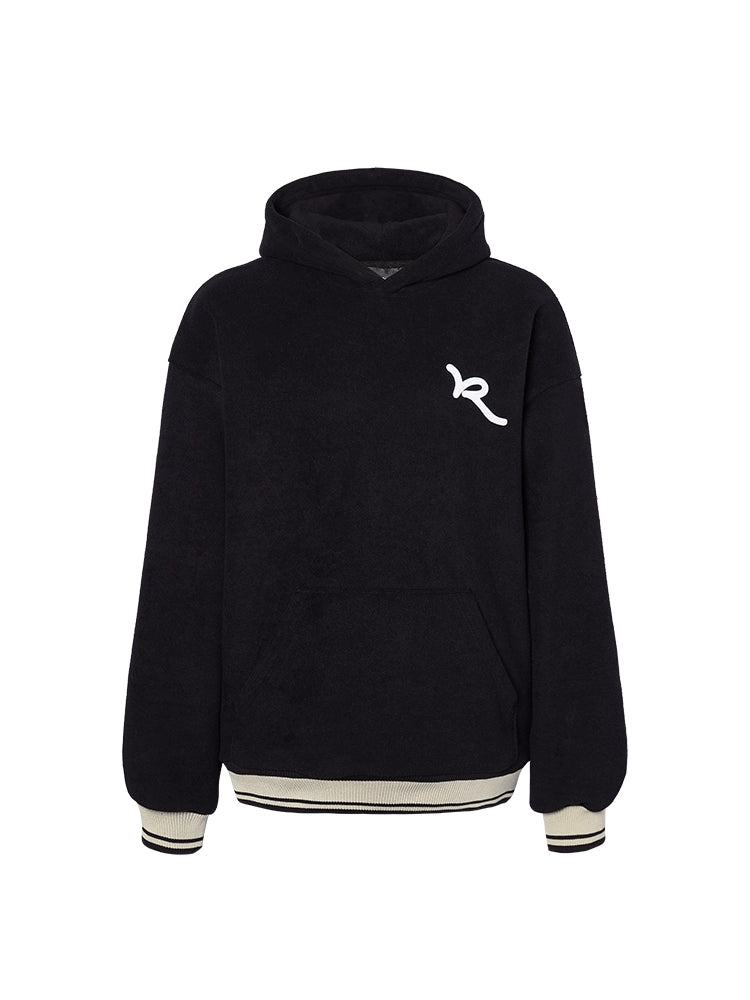 Wave Embroidery Oversize Drop Shoulder Color Block Hoodie WN17827