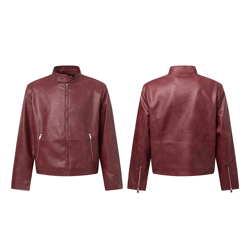 PU Leather Shoulder-Pad Jacket WN15417
