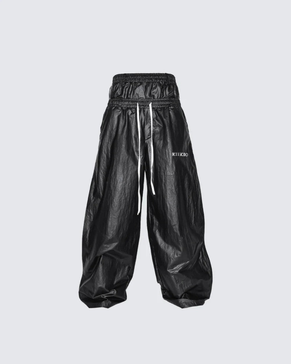 Glossy Fake Fur Collar Jacket & Side Tape Cuff Pants Setup WN28024