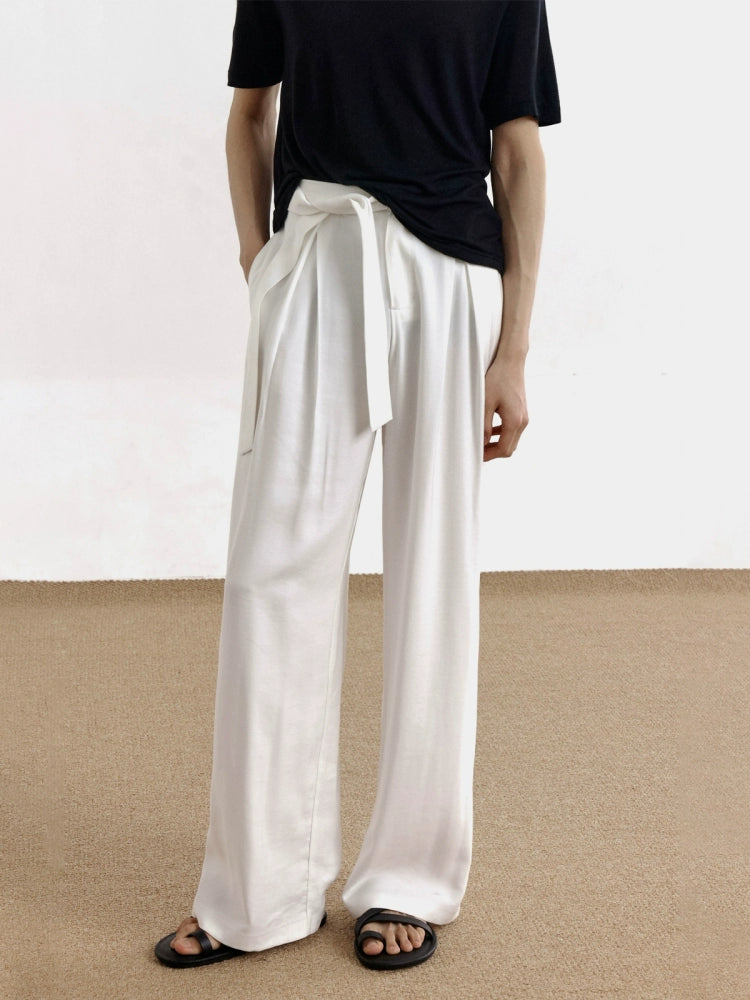Pleats Belted Wide Leg Trousers WN21465