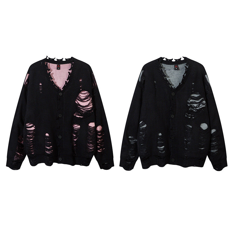 Damage Cutout Knit Sweater WN11444