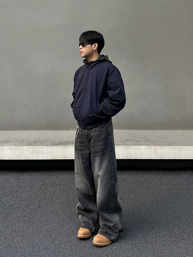 Washed Wide Leg Denim Jeans WN19506