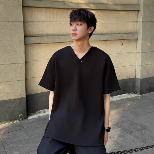 Oversize V-Neck Short Sleeve T-ShirtWN25321