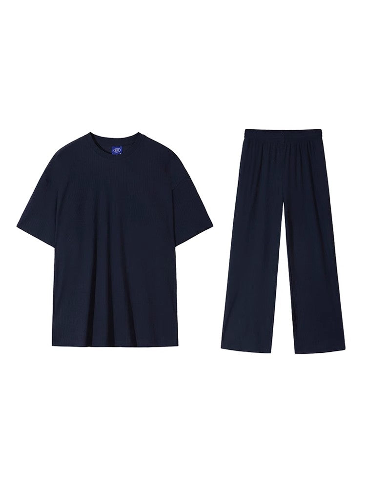 Oversize Drape Short Sleeve T-shirt & Wide-leg Drape Pants Setup WN6730