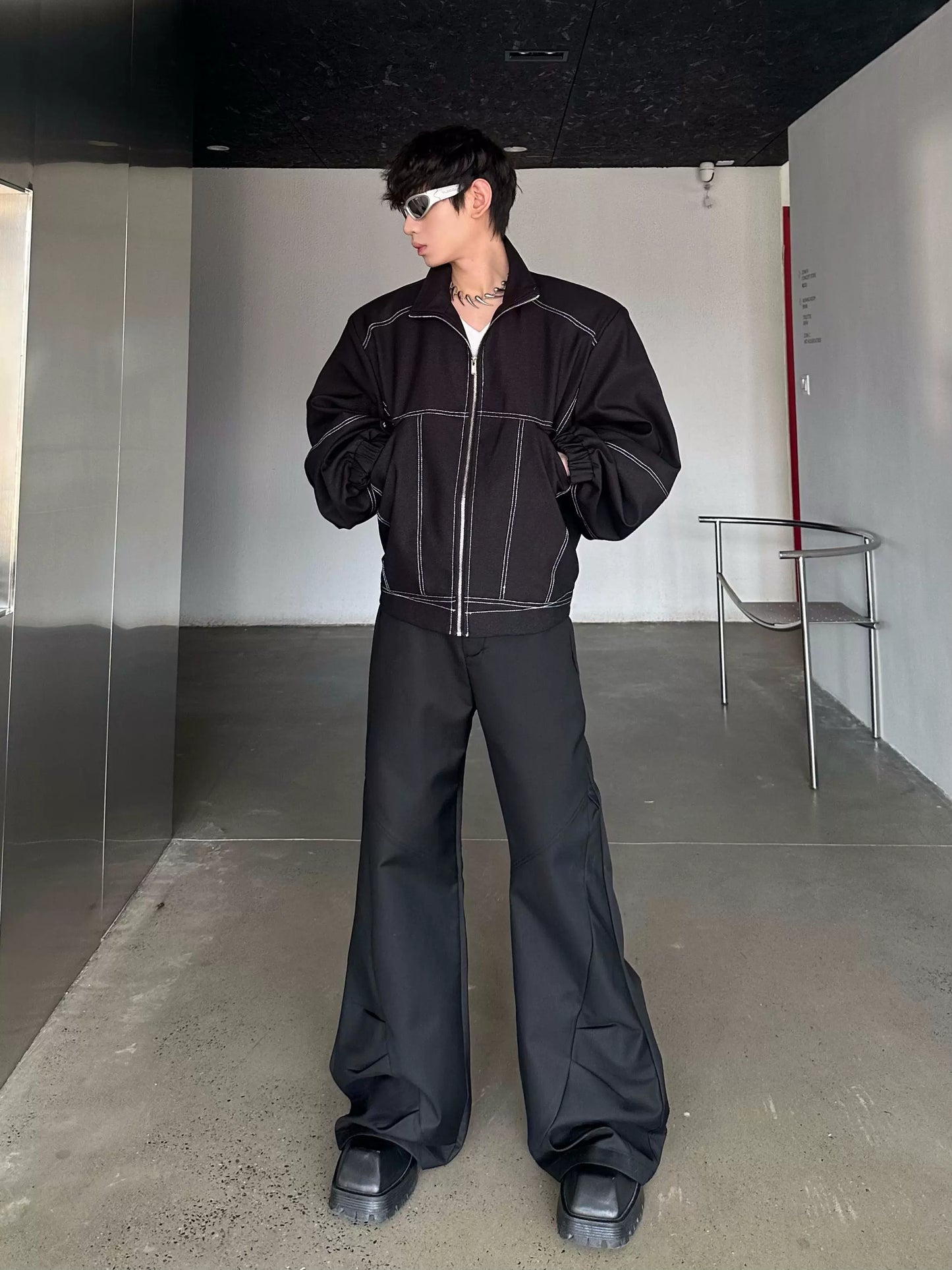 Pleats Draped Flare Wide Leg Trousers WN16749