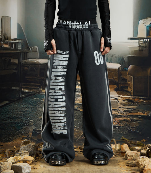 Print Fake Fur Zipper Hoodie & Print Wide Leg Sweatpants Setup WN22792