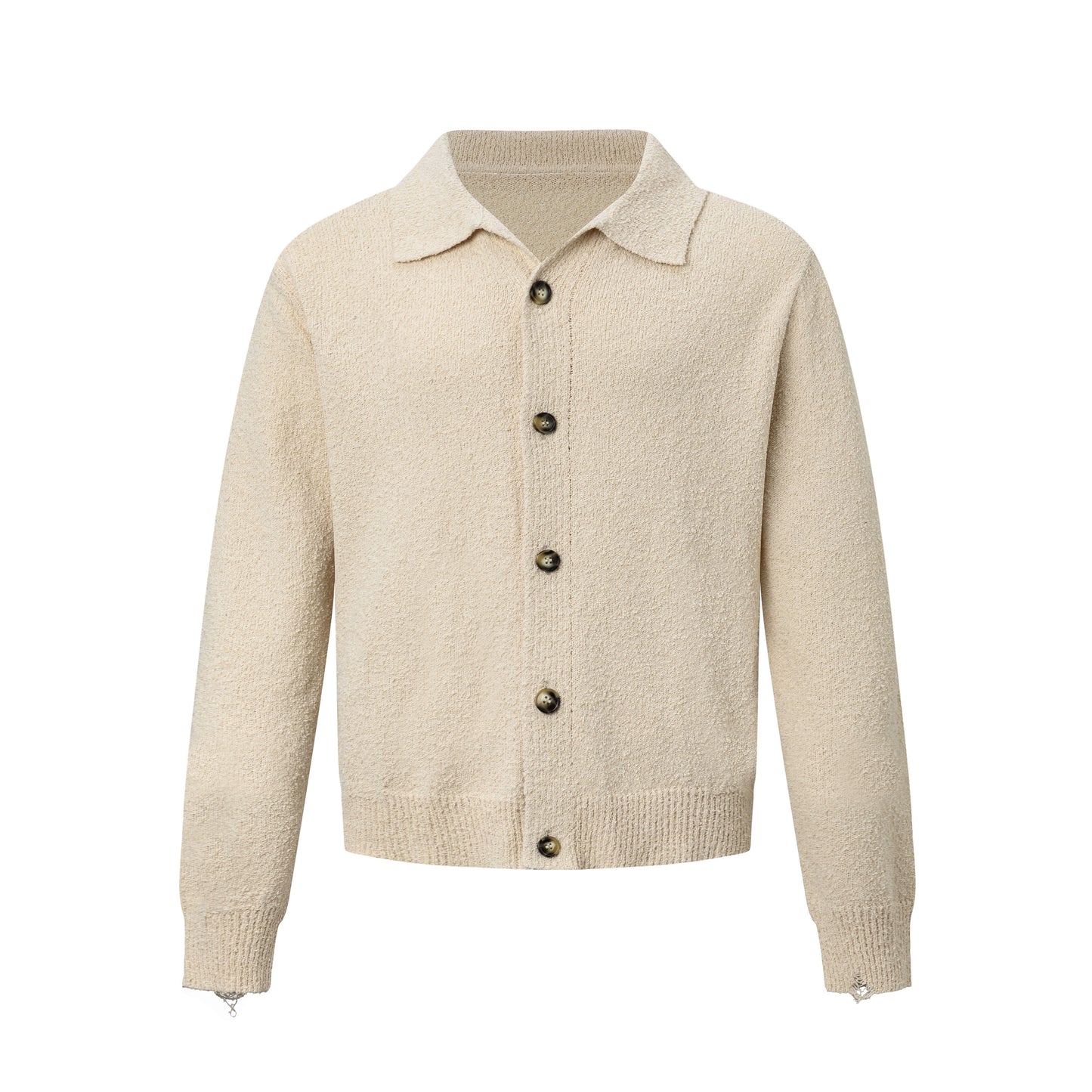 Fleece Polo-Collar Oversize Knit Cardigan WN21396