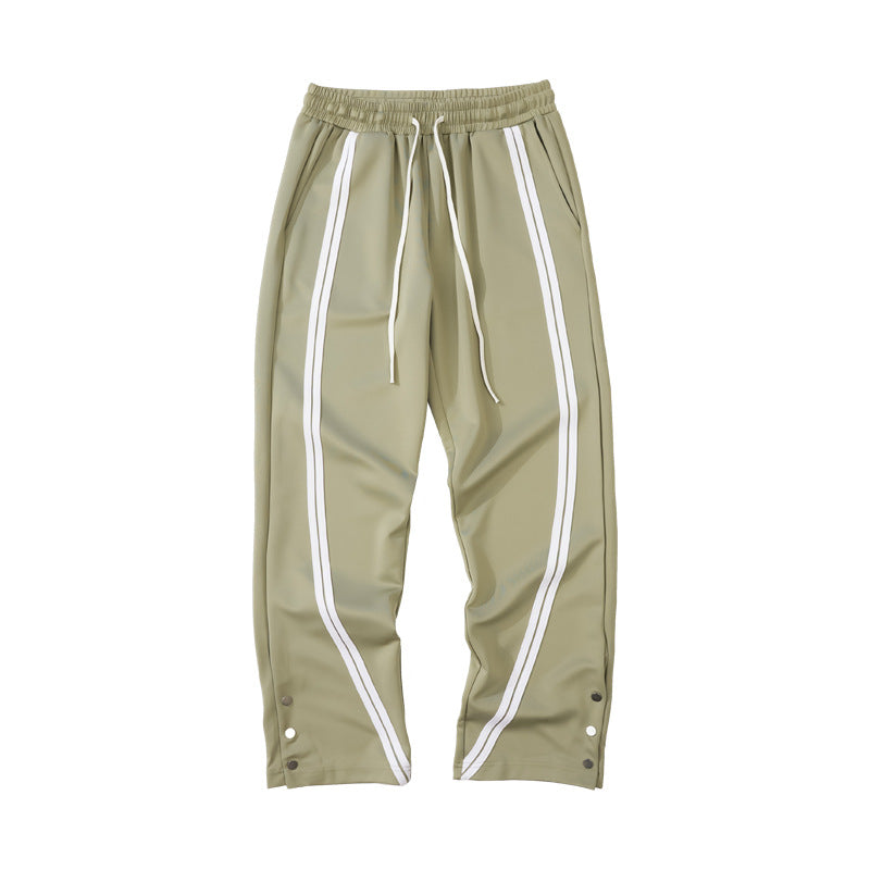 Racing-Inspired Striped Patchwork Straight Pants WN12433