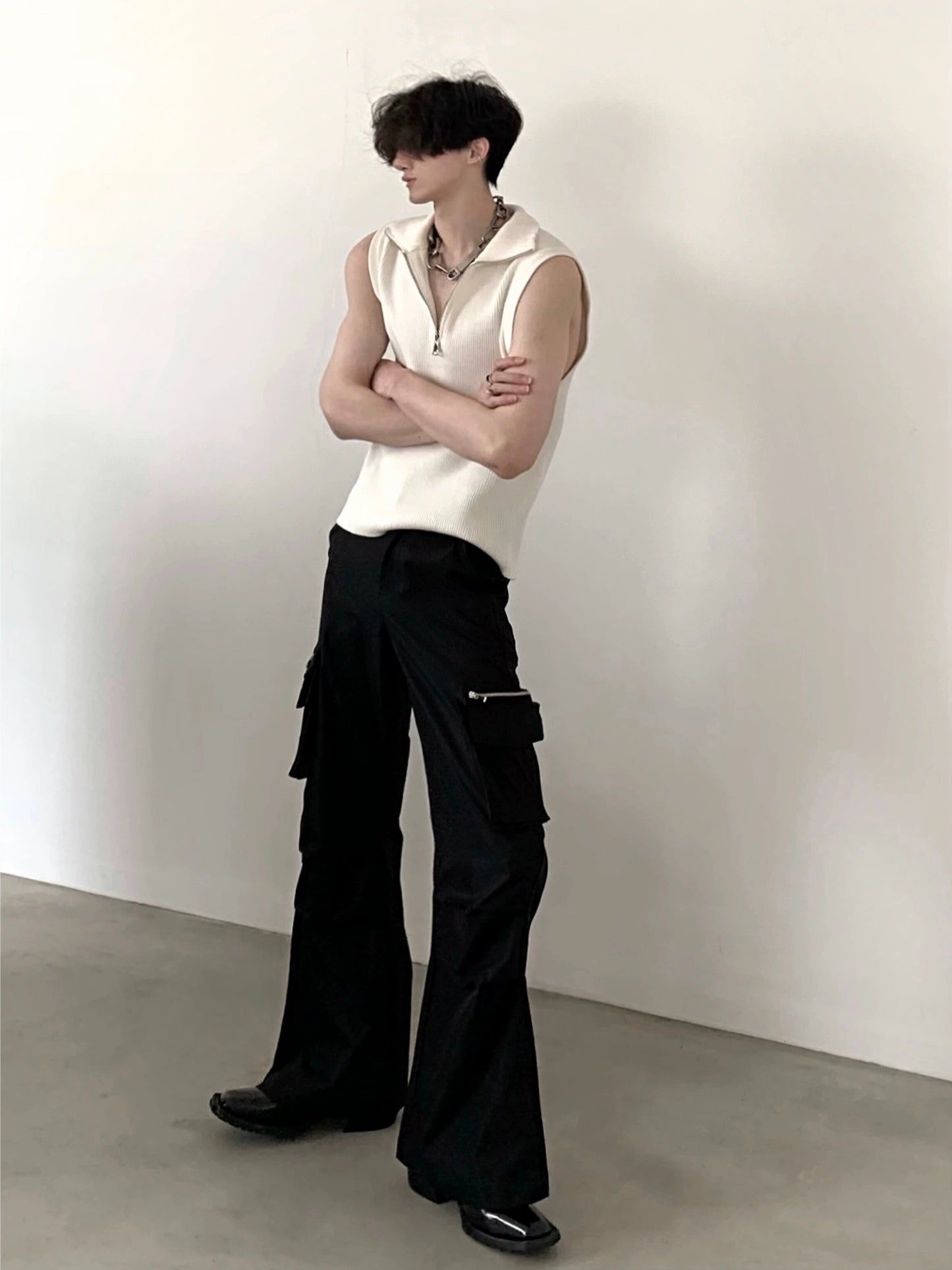 High Neck Slim Fit Knit Vest WN5997