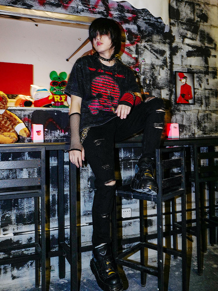 Graphic Design Washed Short Sleeve T-Shirt WN16081