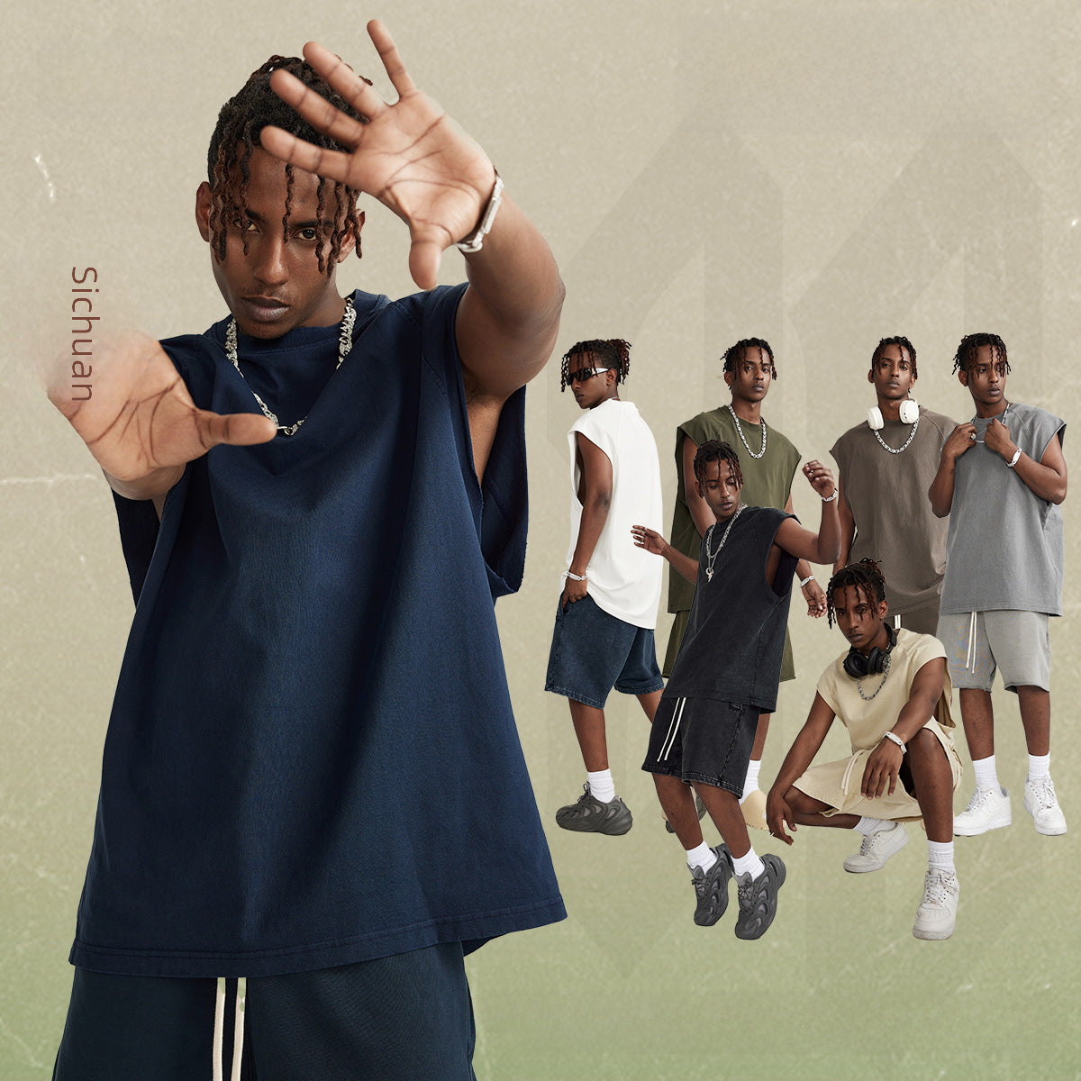 Washed Oversize Tank Top T-shirt WN6447