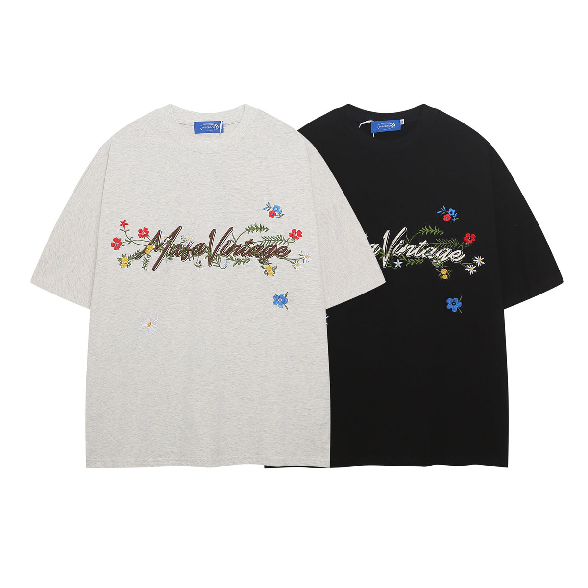 Flower Embroidery Letter Short Sleeve T-Shirt WN26790