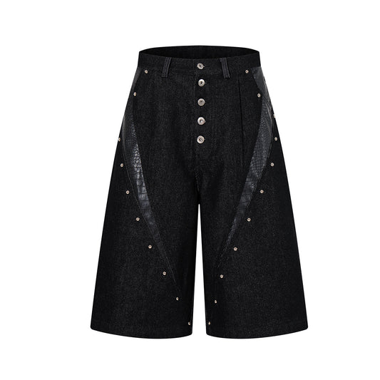 Python Pattern Rivet Denim Half Pants WN25746