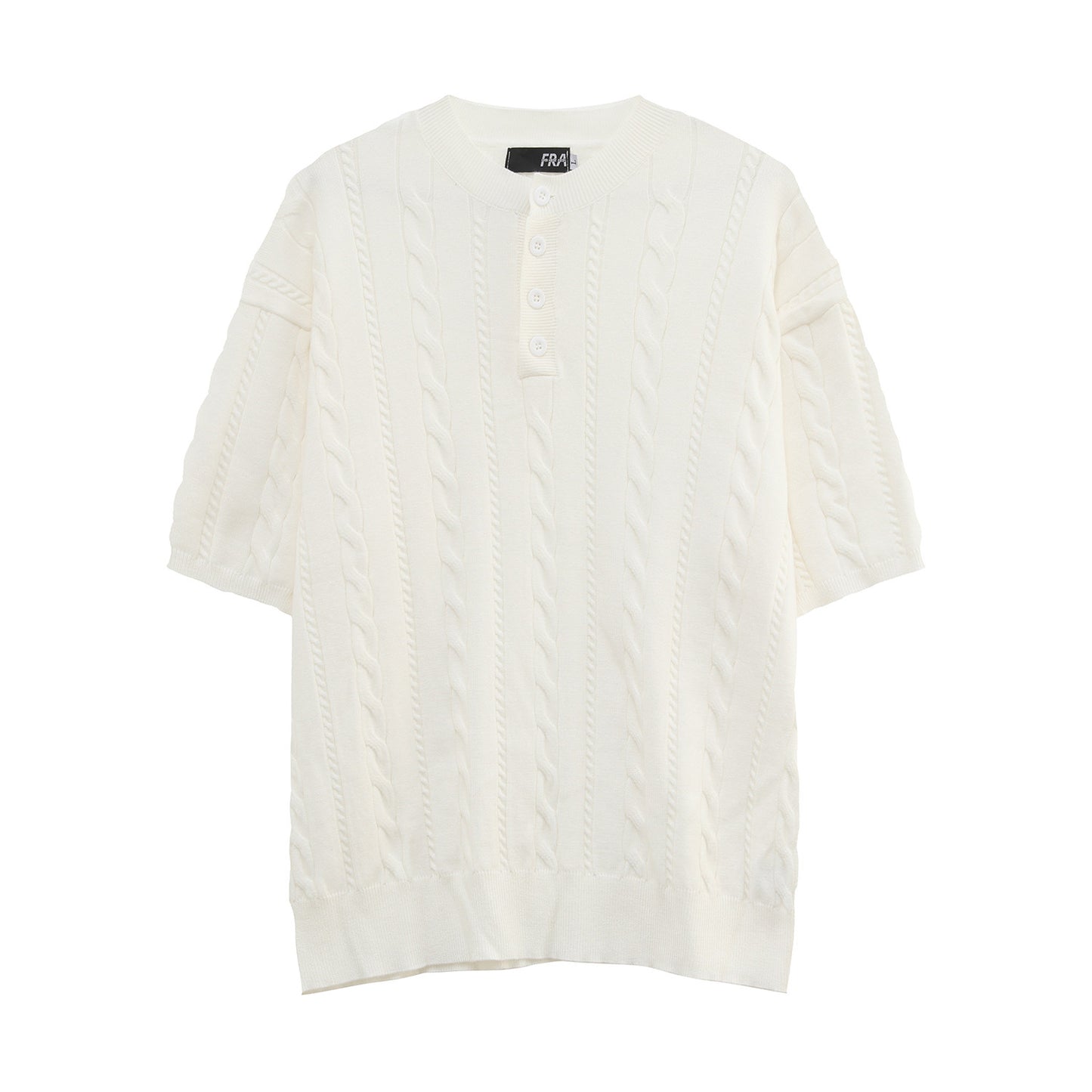 Cable Knit Henley Short Sleeve Polo Shirt WN24895