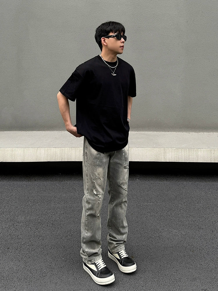 Washed Damage Stretch Denim Jeans WN19600