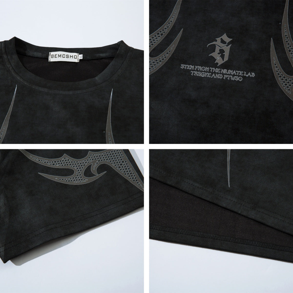 Suede Graffiti Print Oversize Short Sleeve T-Shirt WN15117