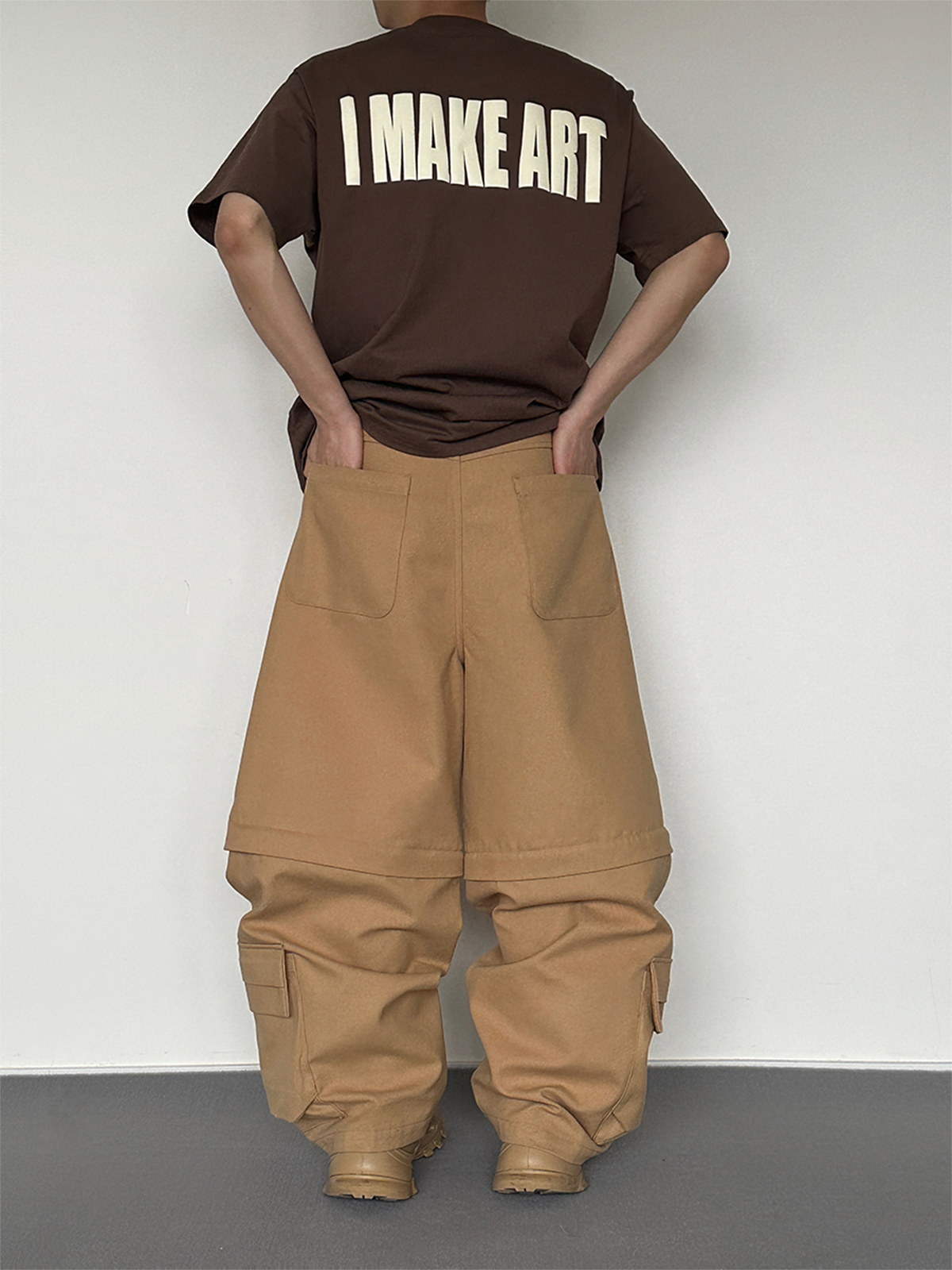 Heavyweight Canvas Oversize Jacket & Detachable Wide-Leg Cargo Pants Setup WN15149