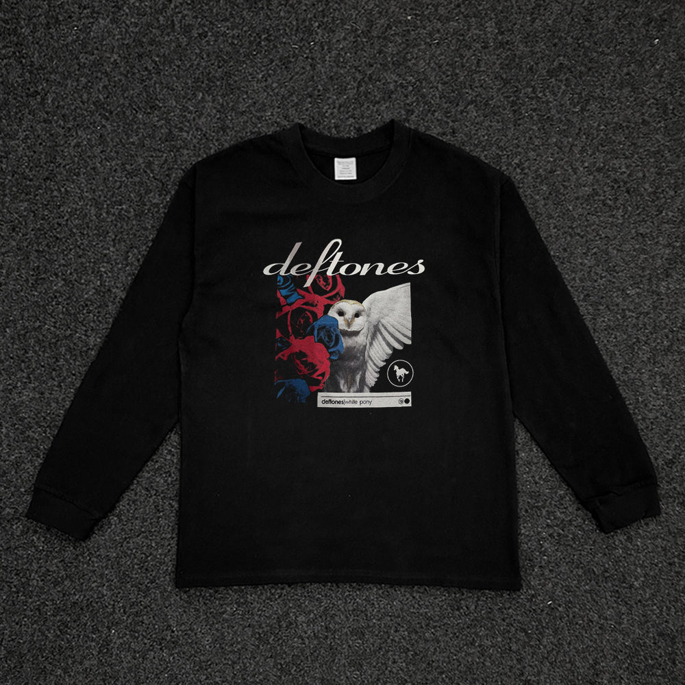 Drop Shoulder Graphic Print Long Sleeve T-Shirt WN15803