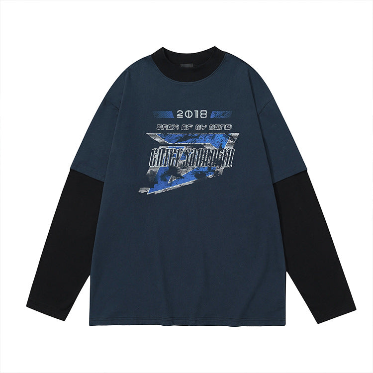 Fake Layered Oversize Cotton Long Sleeve T-Shirt WN12579
