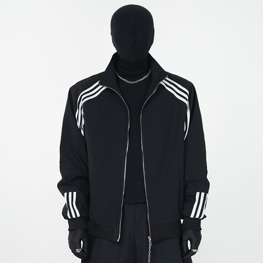 Stripe Line Zipper Jacket & Stripe Line Wide Leg Pants Setup WN24139