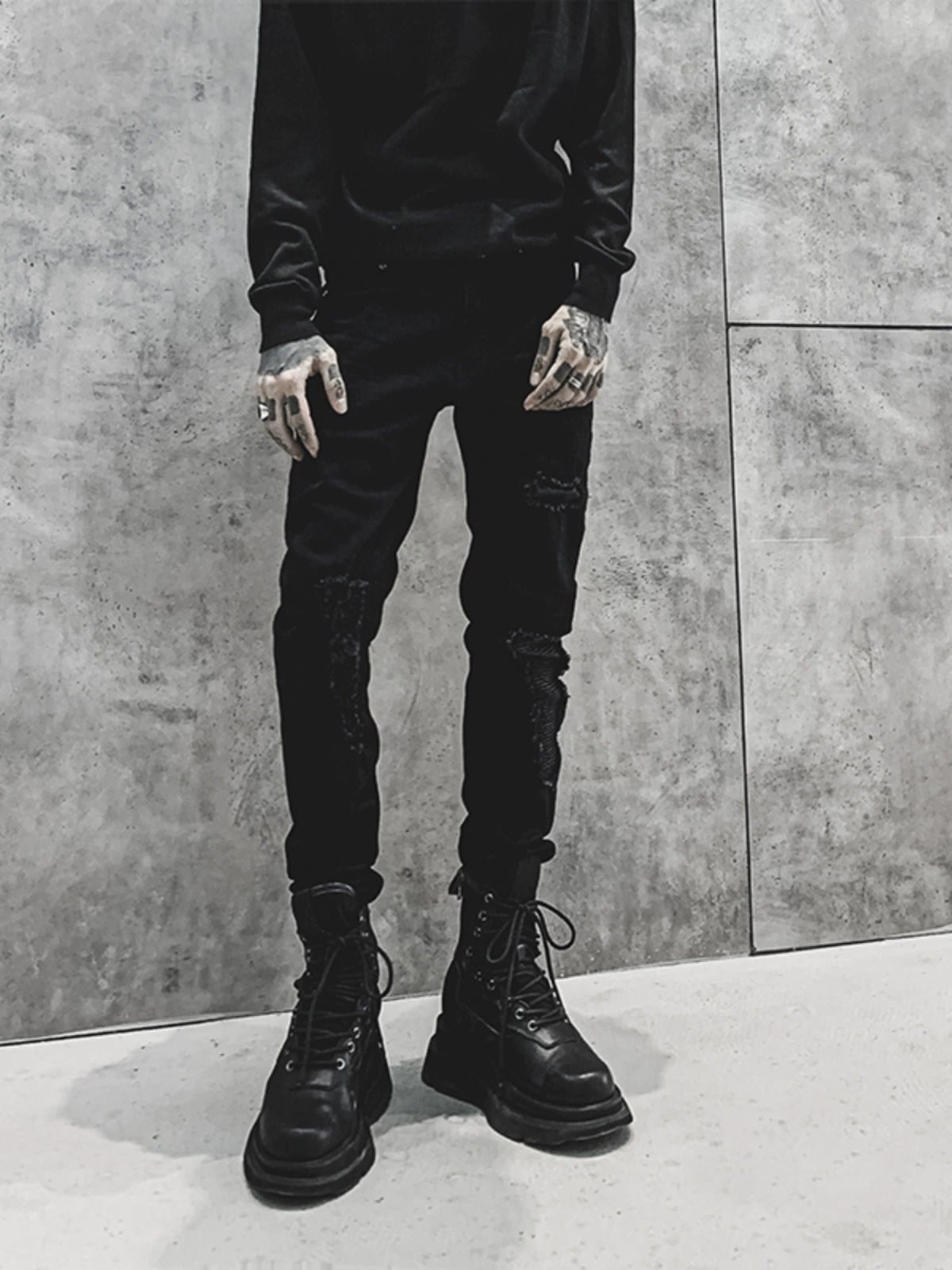 Platform Height-Increasing Mid-Top Genuine Leather Boots WN17314