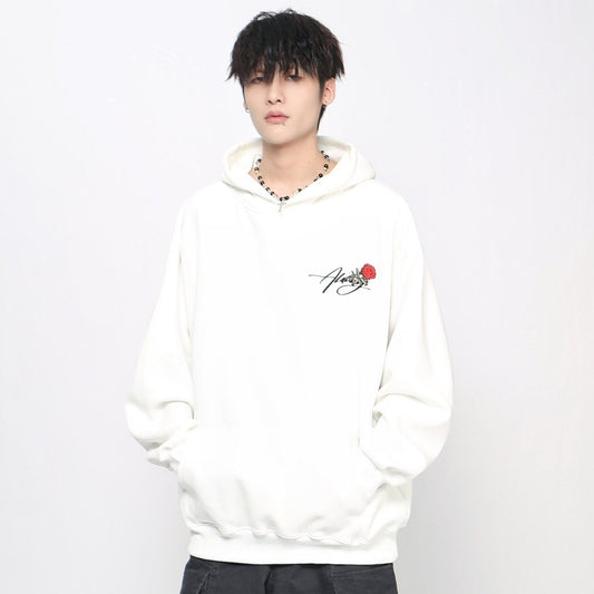 Rose Logo Embroidery Pullover Hoodie WN24477
