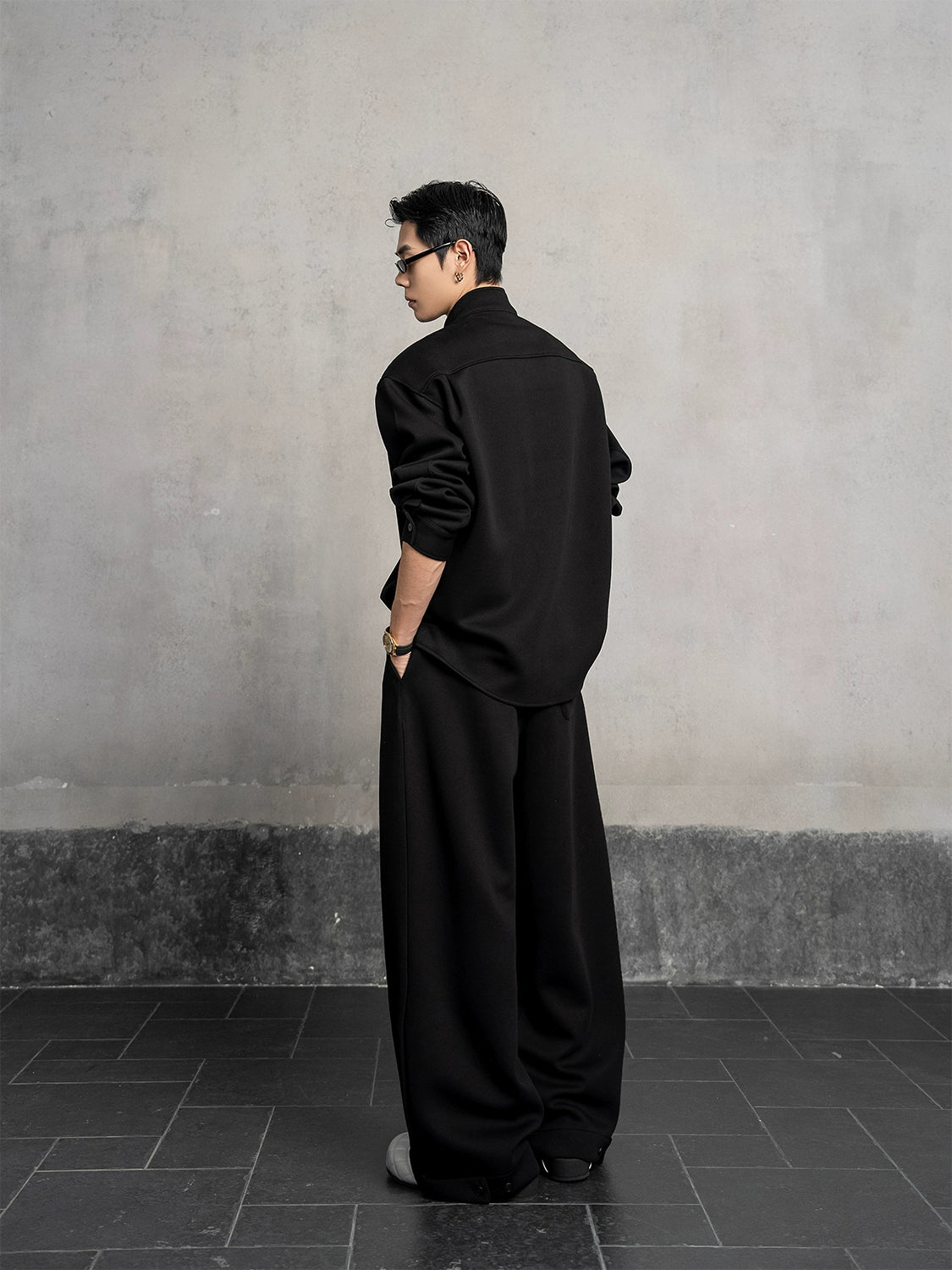 Fake Layered Stand Neck Sweatshirt & Pants Setup WN20870