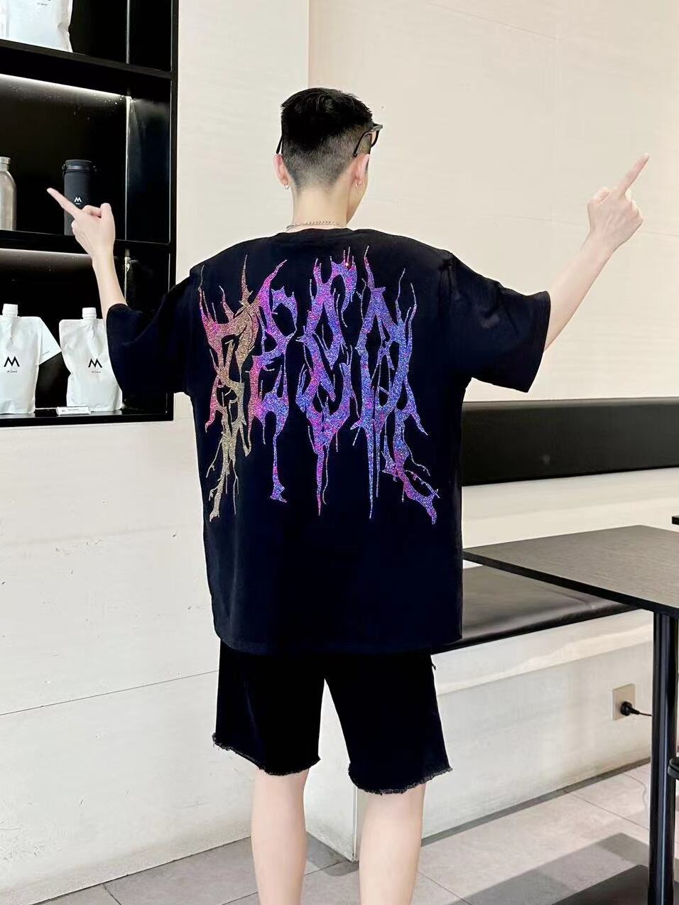 Rhinestone Thorn Oversize Short Sleeve T-Shirt WN20704