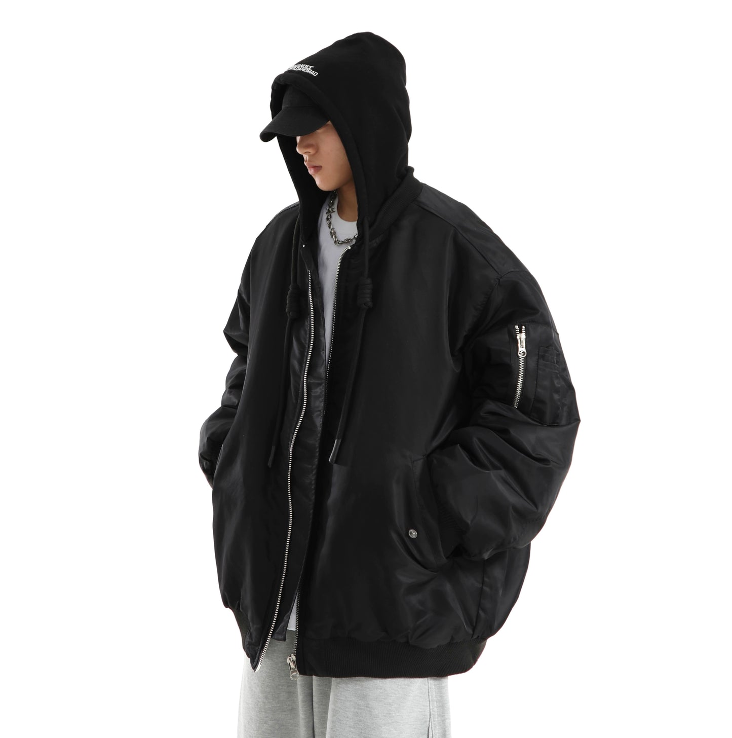 Oversize Zipper Hooded Jacket WN5711