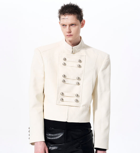 Stand Neck Corduroy Short Jacket WN23268