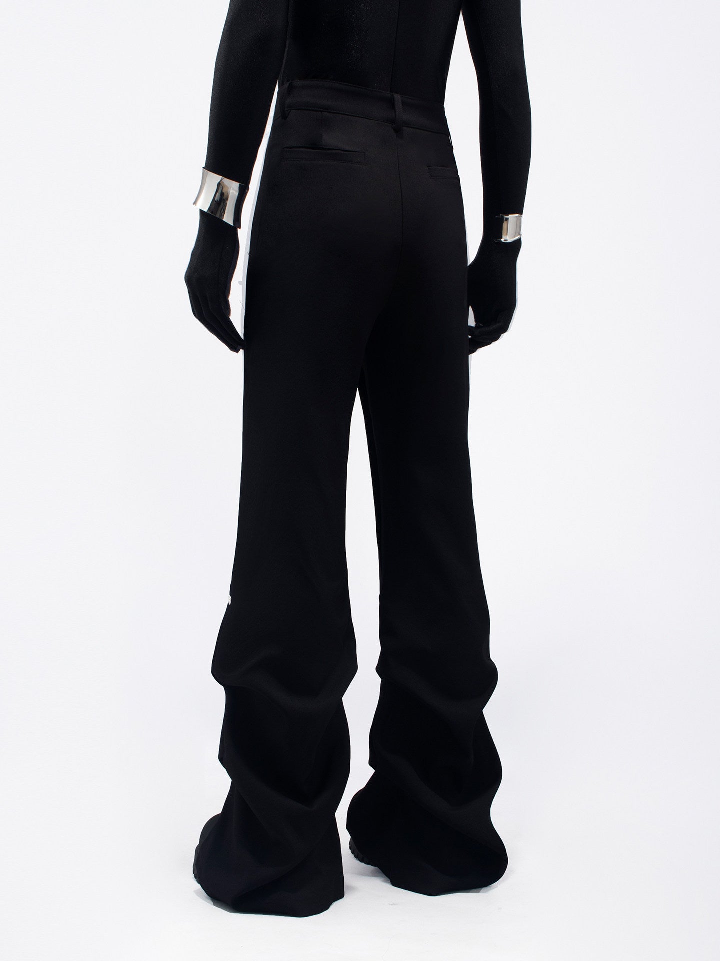 Pleats Rivet Design Flare Trousers WN23764