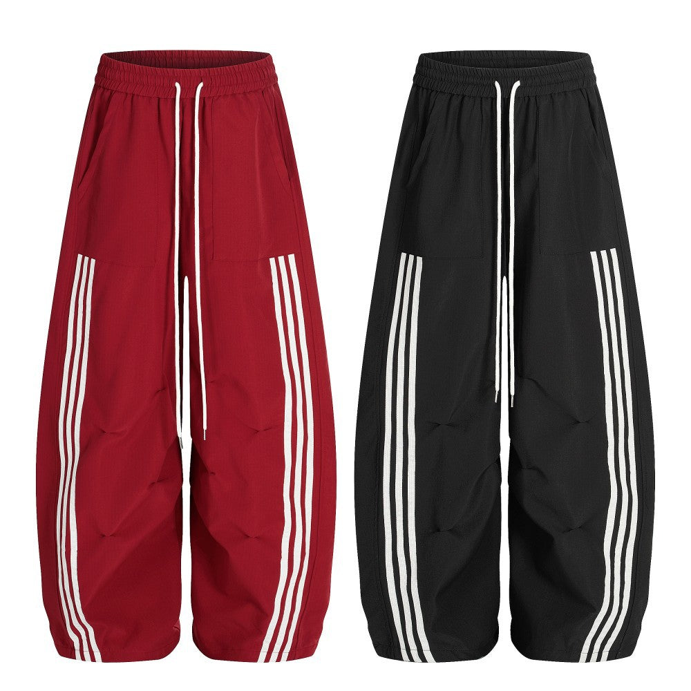 Stripe Zipper Jacket & Stripe Wide Leg Pants Setup WN28059