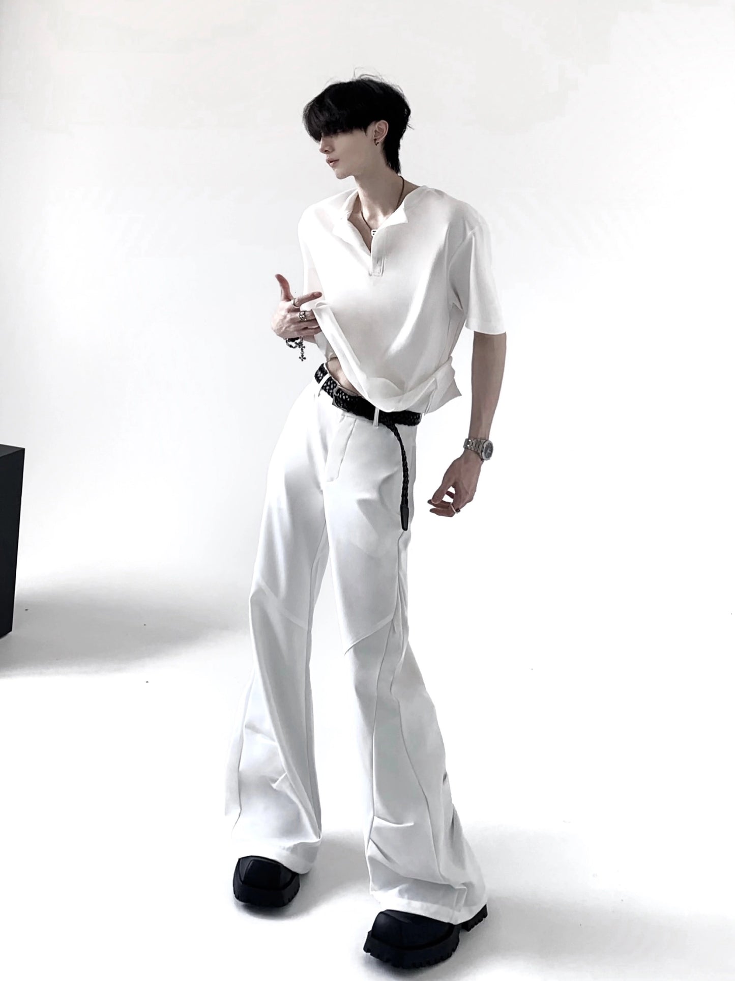 Pleats Design Flare Trousers WN20354