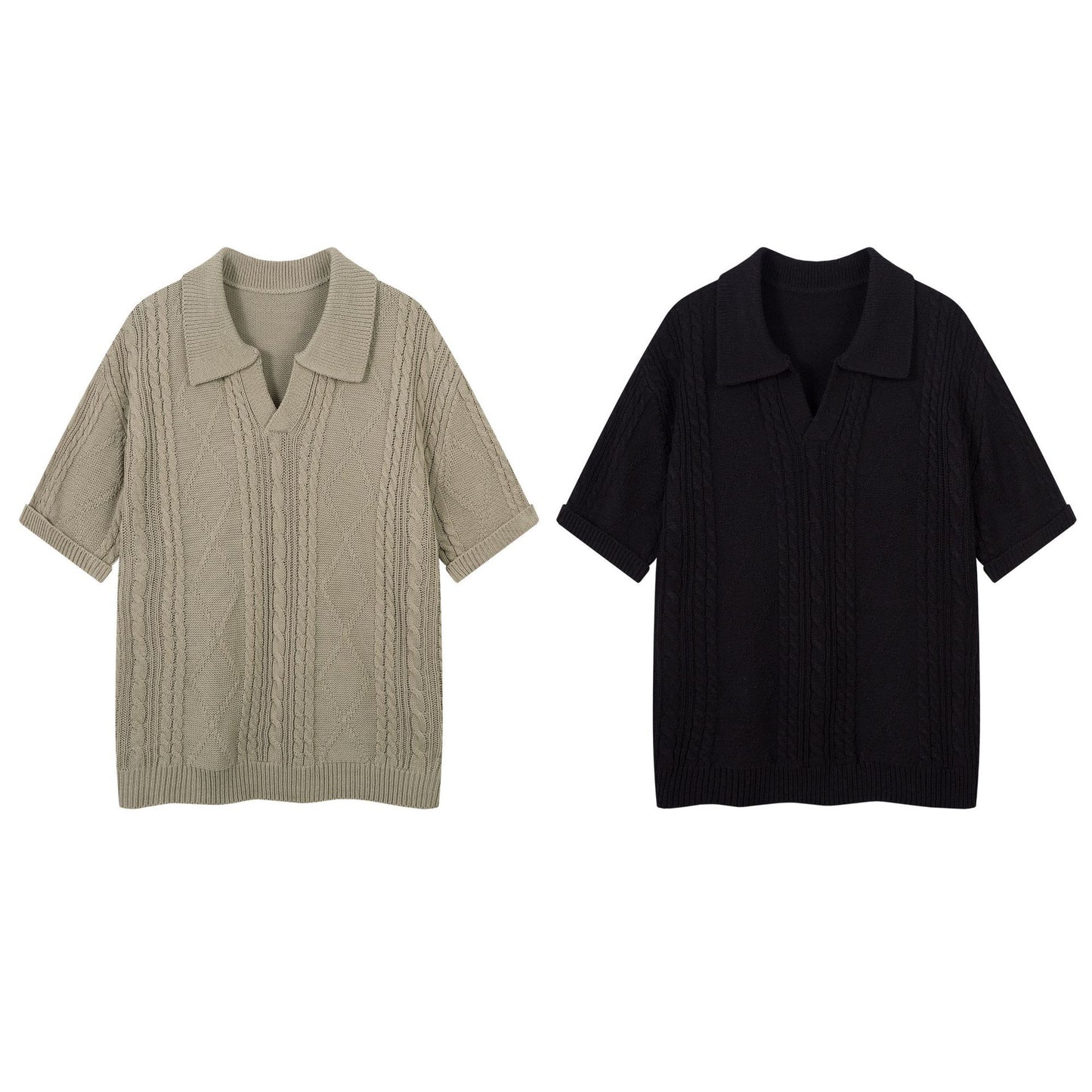 Oversize Hollow Short Sleeve Knit POLO Shirt WN16528