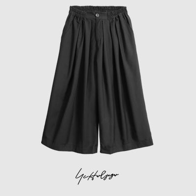 Color Black Wide Leg Cropped Trousers WN20151