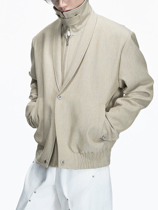 Fake Layered Deconstruction Detachable Standing-Collar Jacket WN23548